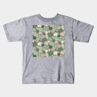 Sage Green Fall Leaves Kids T-Shirt